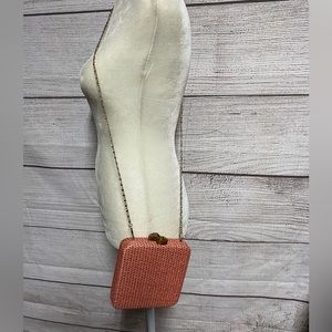 La Regale pink straw box purse/clutch